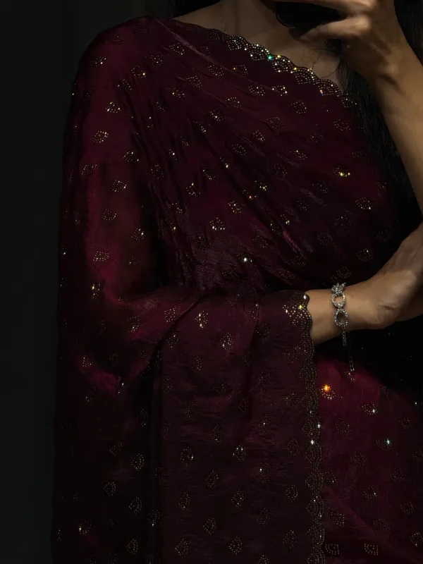 Ruhani_Royal_Maroon_Wine_Swarovski_Designer_Saree