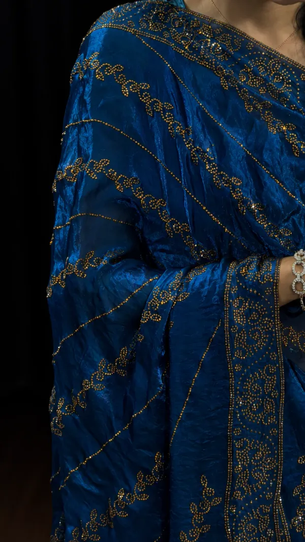 Royal_Blue_Swarovski_Satin_Silk_Designer_Saree