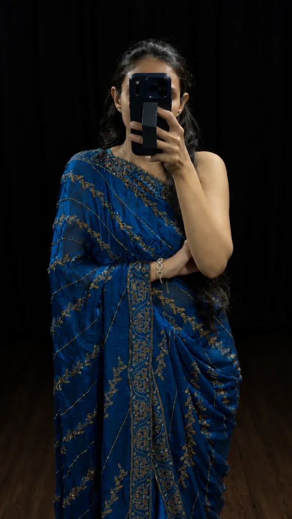 Royal_Blue_Swarovski_Satin_Silk_Designer_Saree