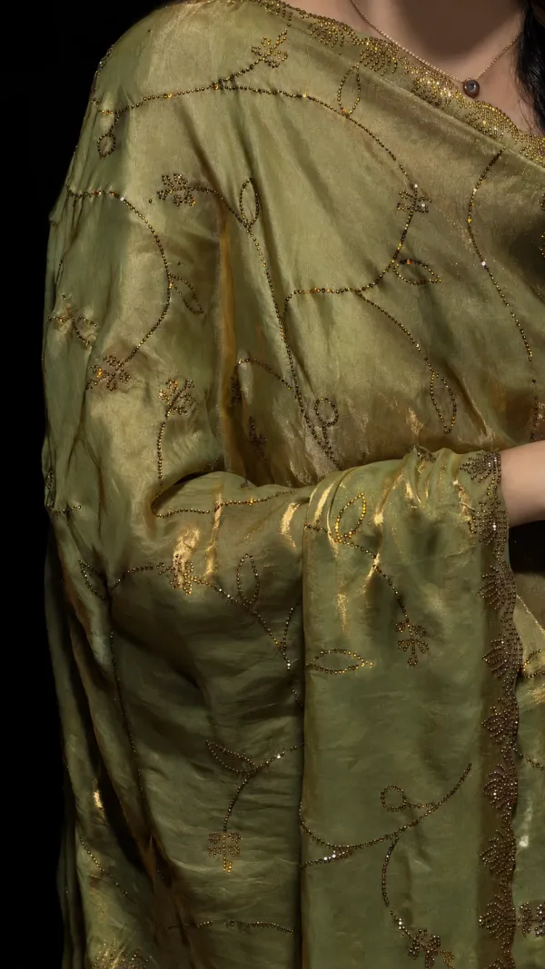 Golden_Satin_Silk_Saree_With_Swarovski_Work