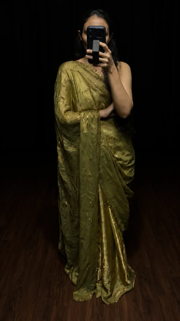 Golden_Satin_Silk_Saree_With_Swarovski_Work