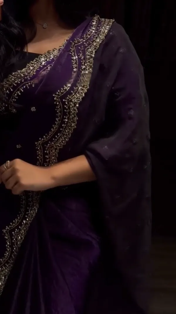 Pop_Purple_Cutdana_Sequence_Zari_Work_Saree