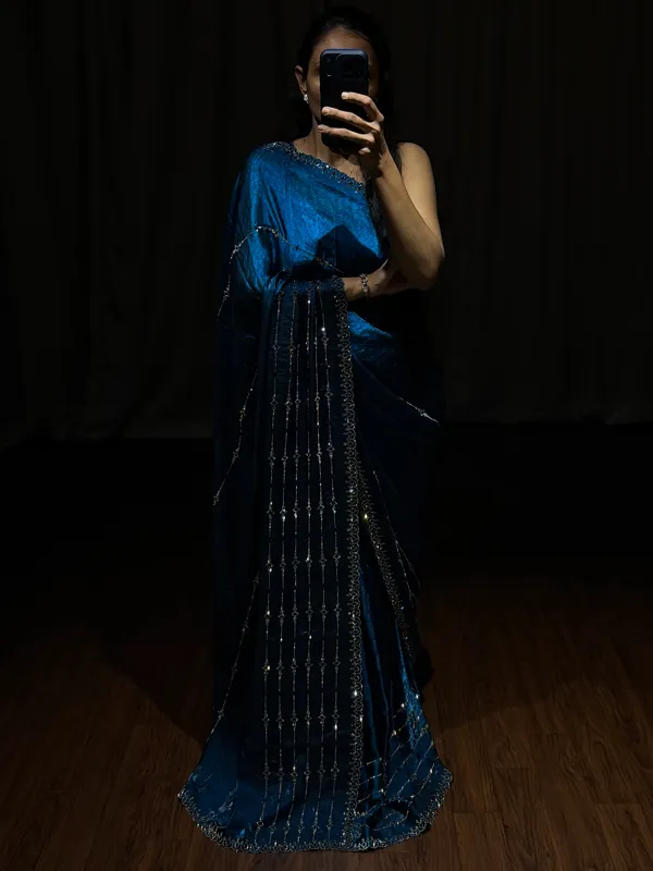 Meher_Teal_Swarovski_Designer_Saree