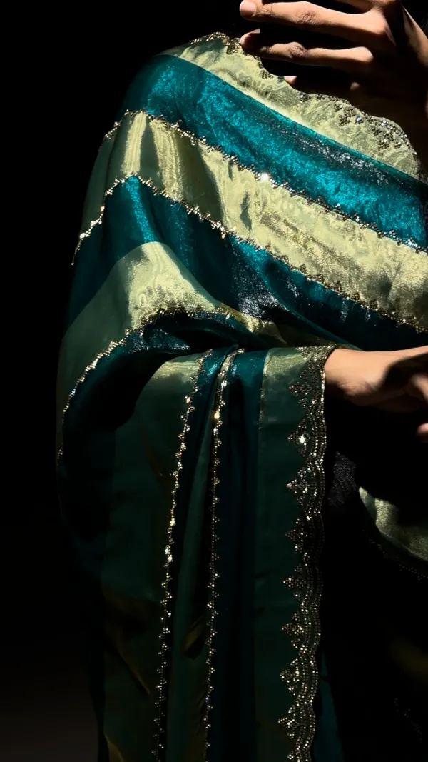 Nazam_Emerald_Teal_Green_Swarovski_Designer_Saree