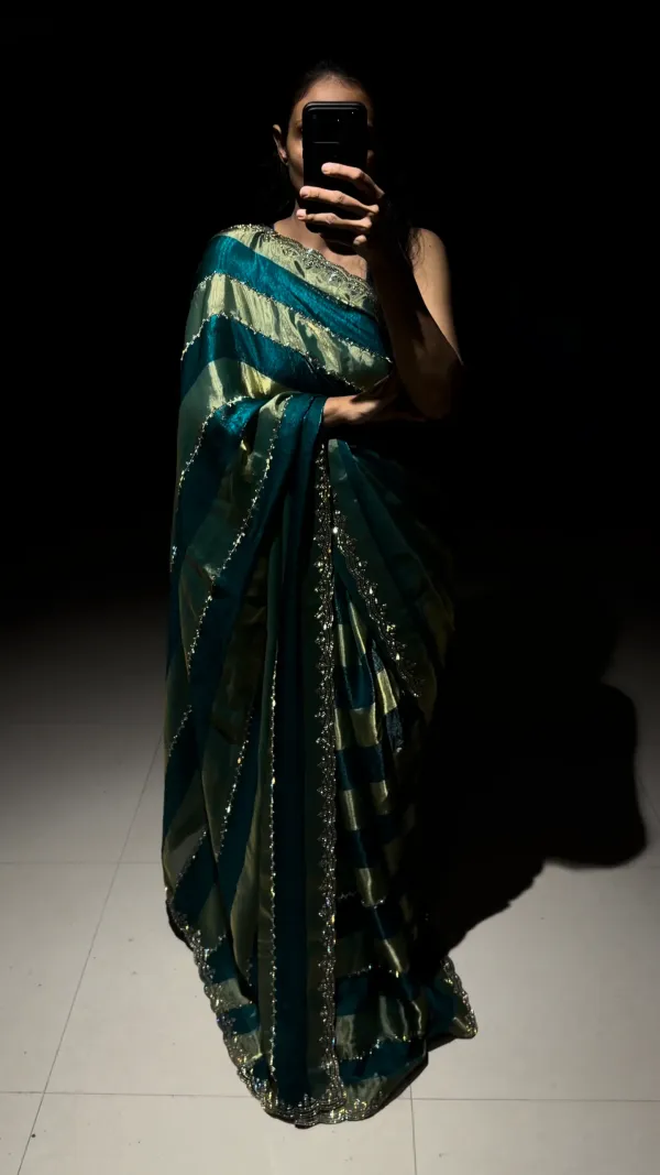 Nazam_Emerald_Teal_Green_Swarovski_Designer_Saree