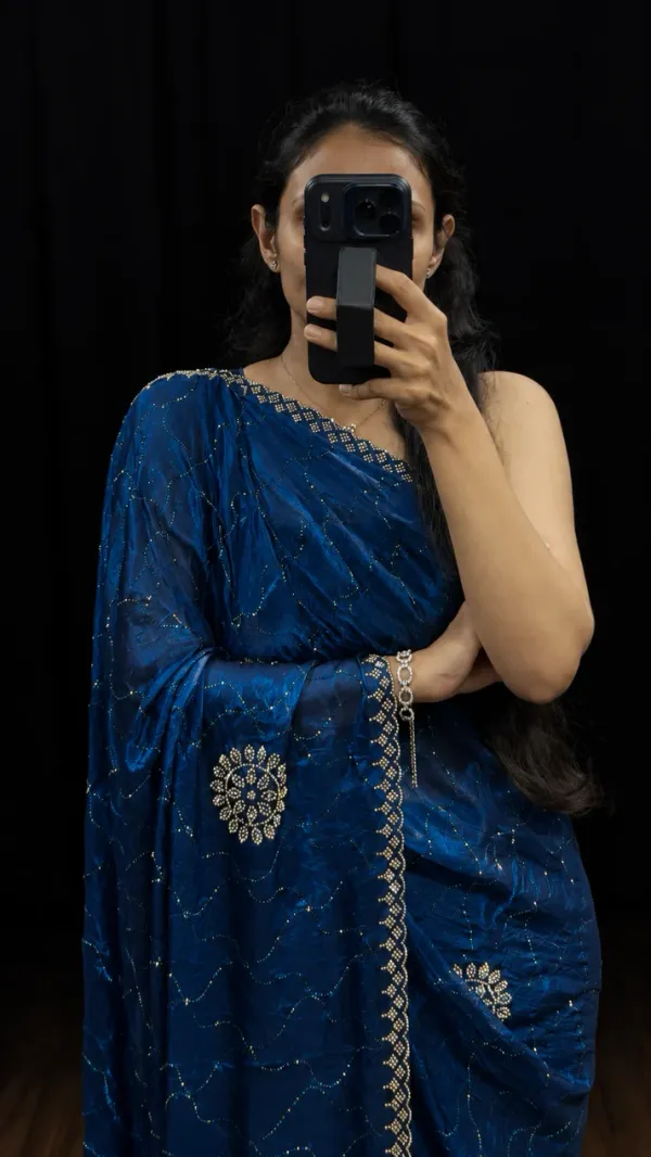 Peacock_Blue_Swarovski_Satin_Silk_Designer_Saree