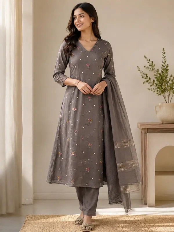 Grey_Mulchanderi_Embroidered_A_Line_3_Piece_Suit_Set