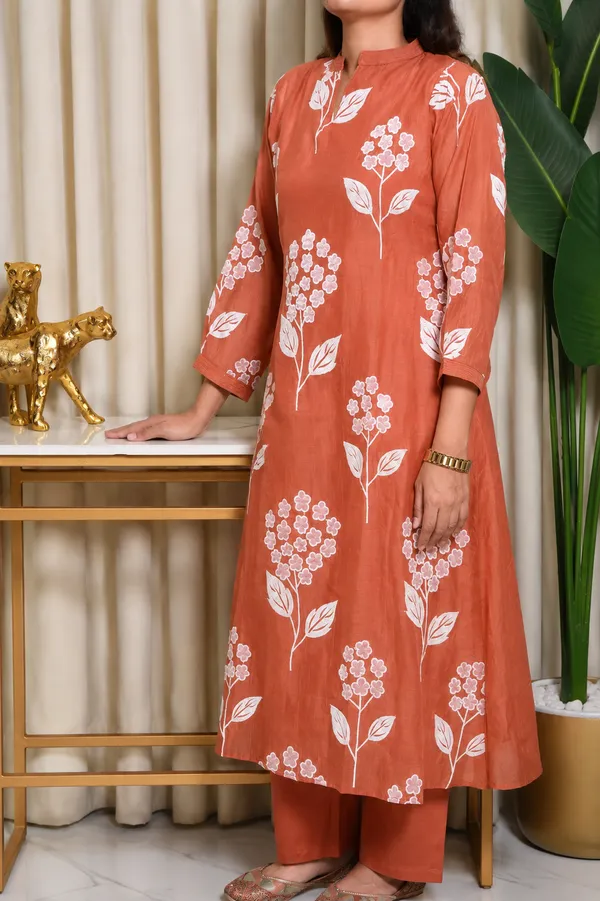 Orange_Mulchanderi_Printed_A_Line_3_Piece_Suit_Set