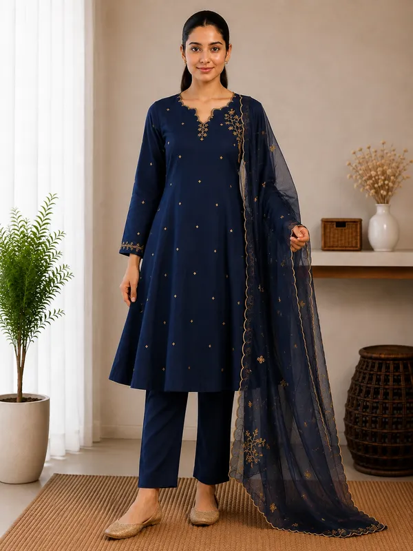 Neel_Noor_Midnight_Blue_Embroidered_Suit_Set
