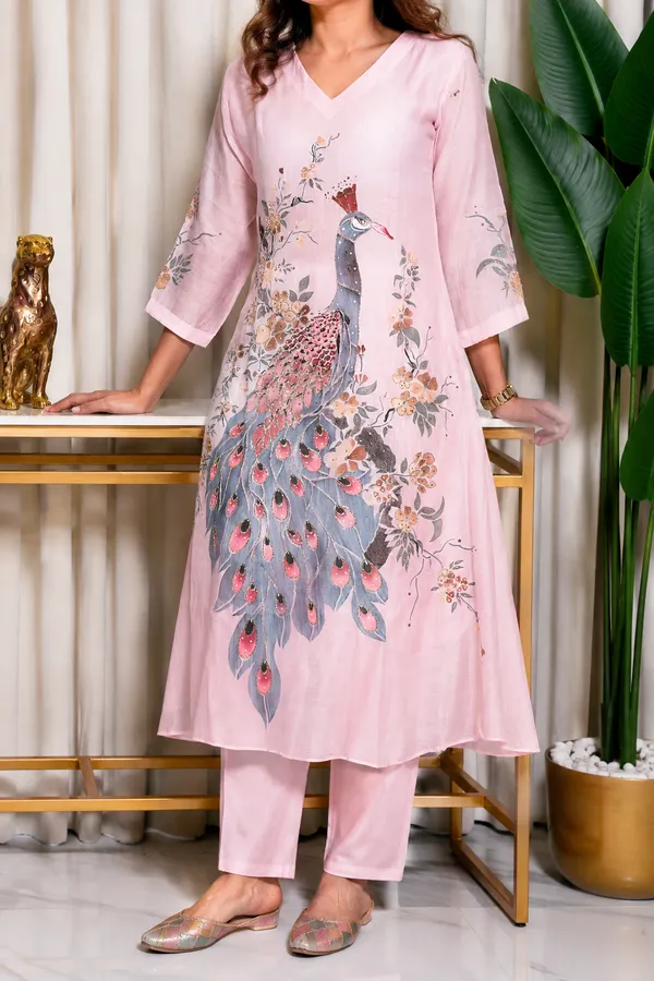 Peacock_Printed_Cotton_Kurta_Set_With_Dupatta