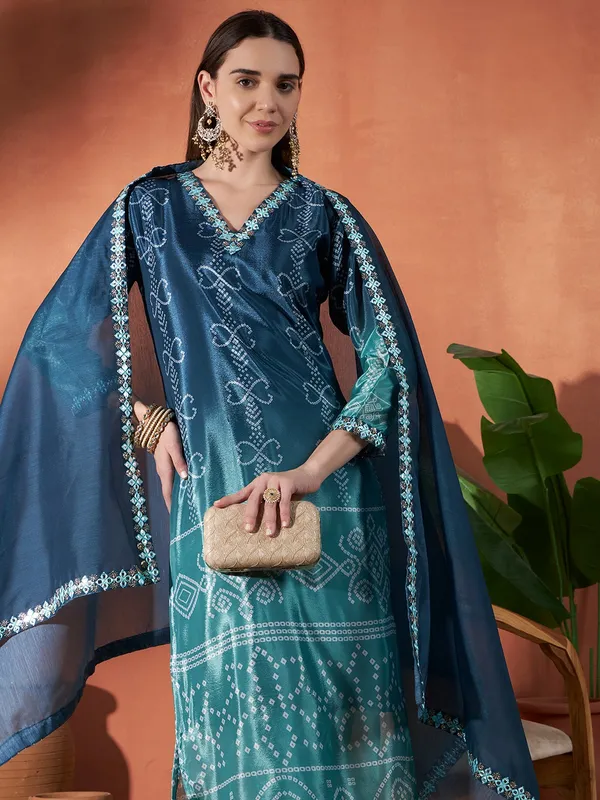 Teal_Printed_Straight_Kurta_Set_For_Women