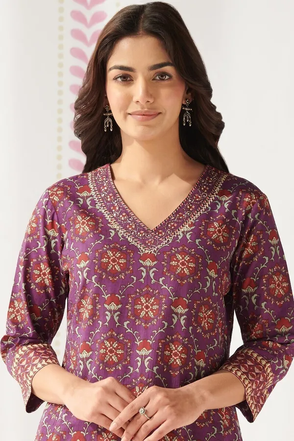 Purple_Pure_Cotton_Printed_Straight_Kurti_for_Women