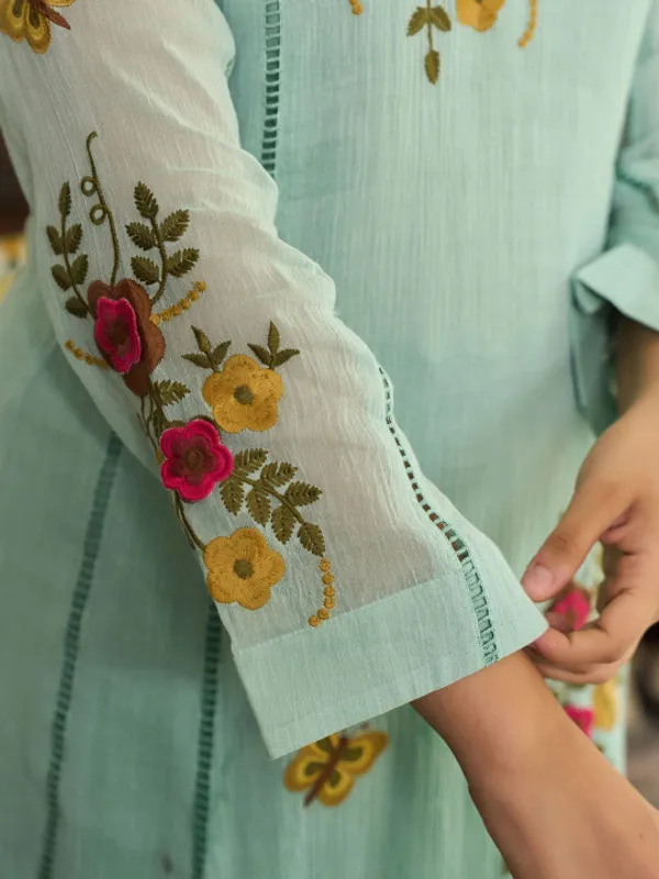 Sea_Green_Embroidered_Kurta_Set_For_Women