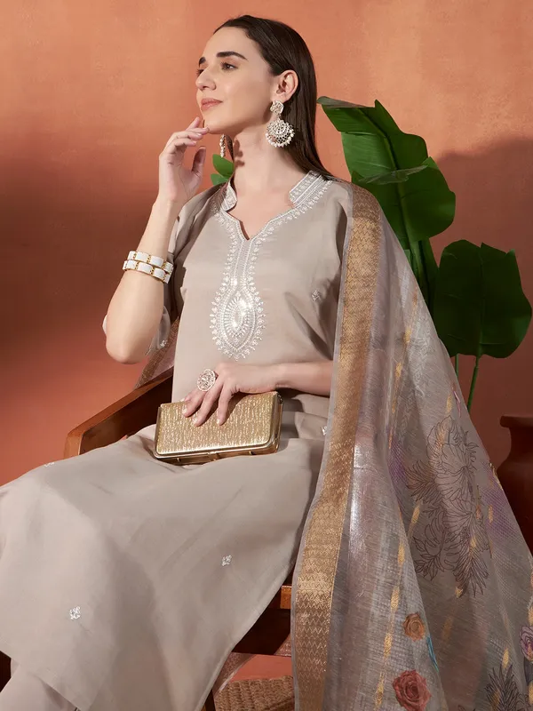 Beige_Embroidered_Straight_Kurta_Set_For_Women