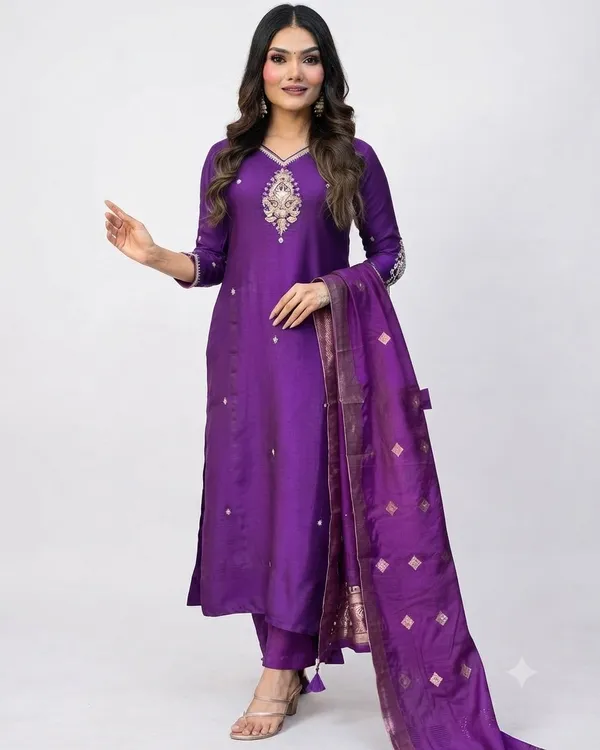 Purple_Embroidered_Kurta_Set_With_Dupatta_For_Women