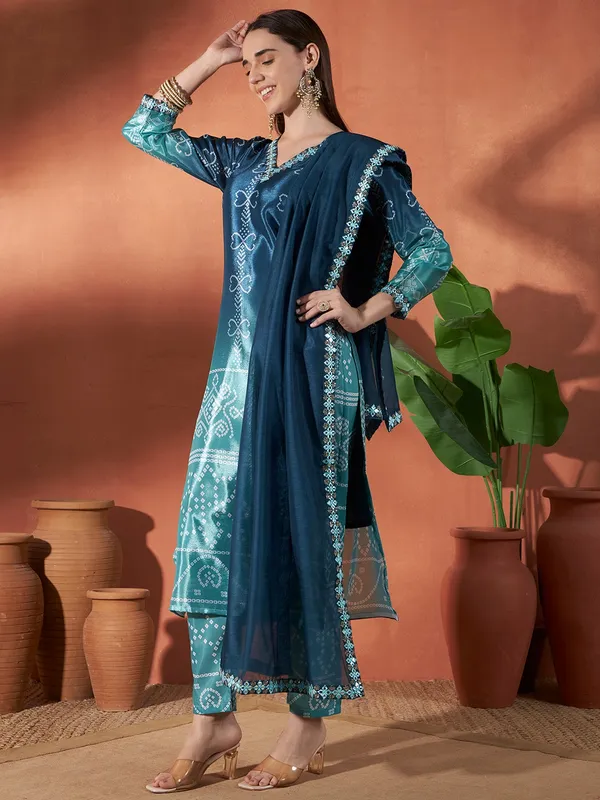 Teal_Printed_Straight_Kurta_Set_For_Women