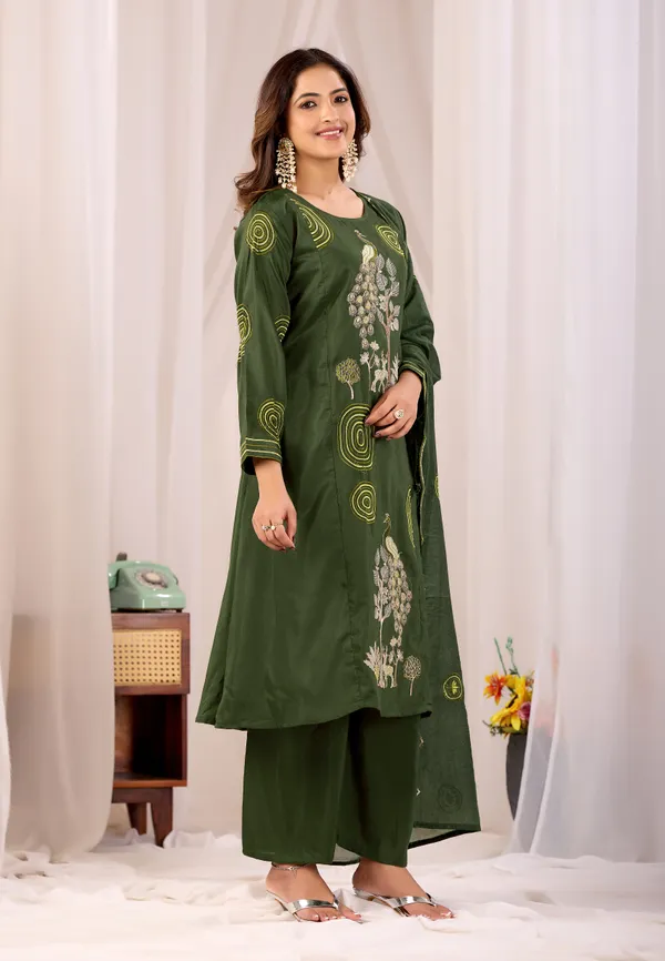 Green_Cotton_Printed_Kurta_Palazzo_Dupatta_Set_For_Women