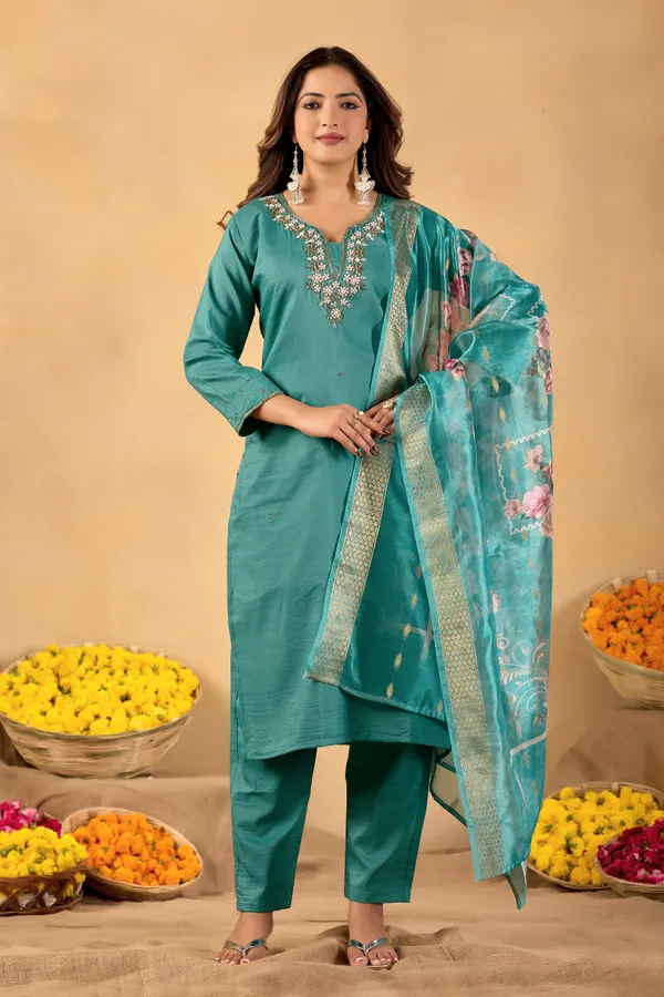 Teal_Cotton_Embroidered_Kurta_Set_for_Women