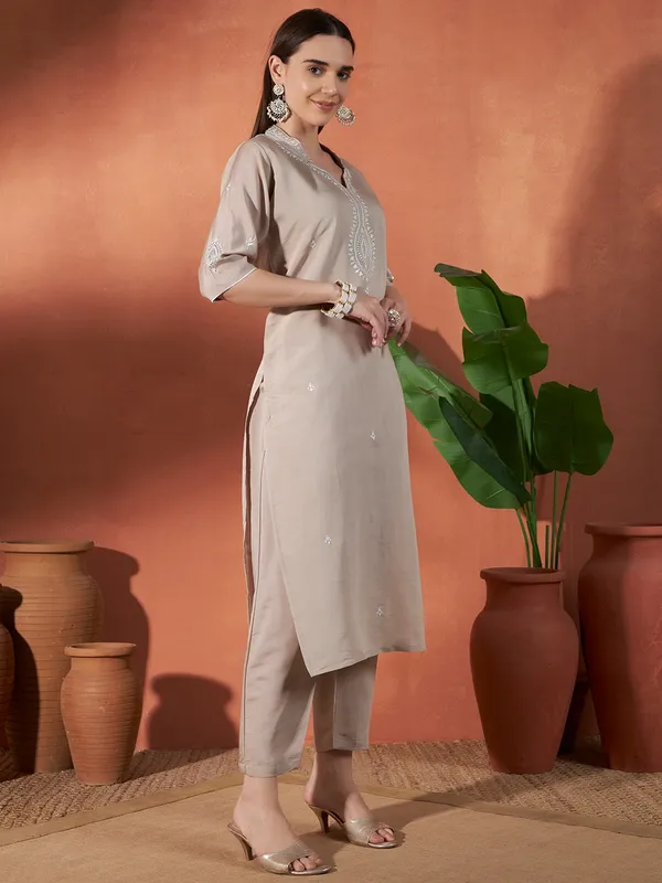 Beige_Embroidered_Straight_Kurta_Set_For_Women