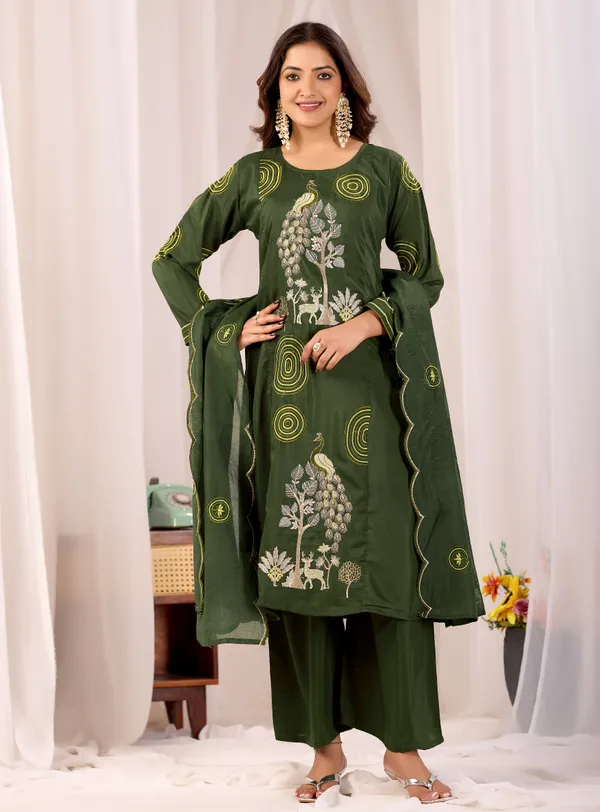 Green_Cotton_Printed_Kurta_Palazzo_Dupatta_Set_For_Women
