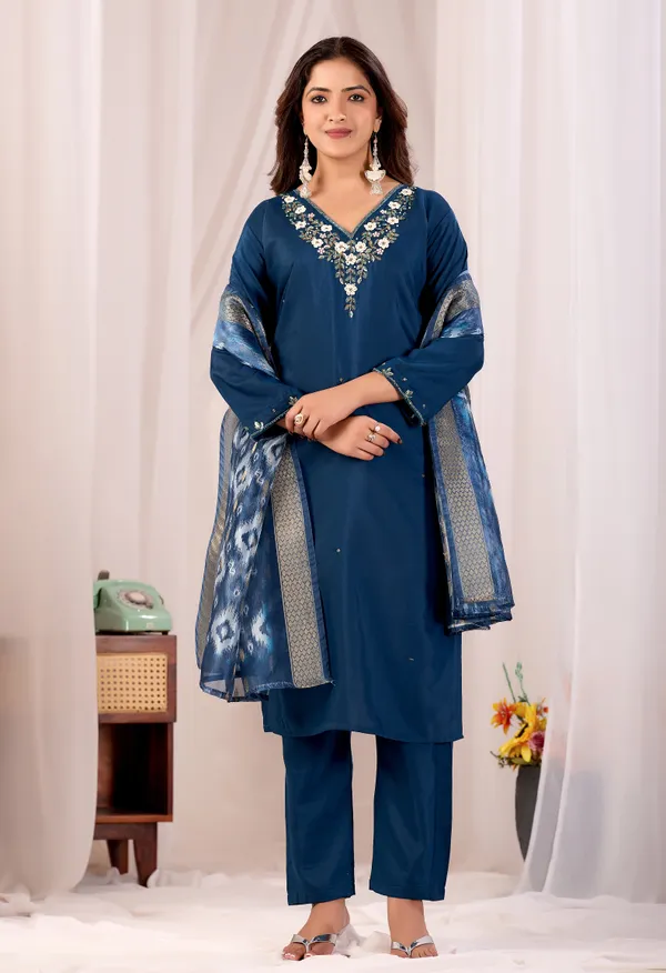 Blue_Cotton_Straight_Salwar_Suit_Set_For_Women