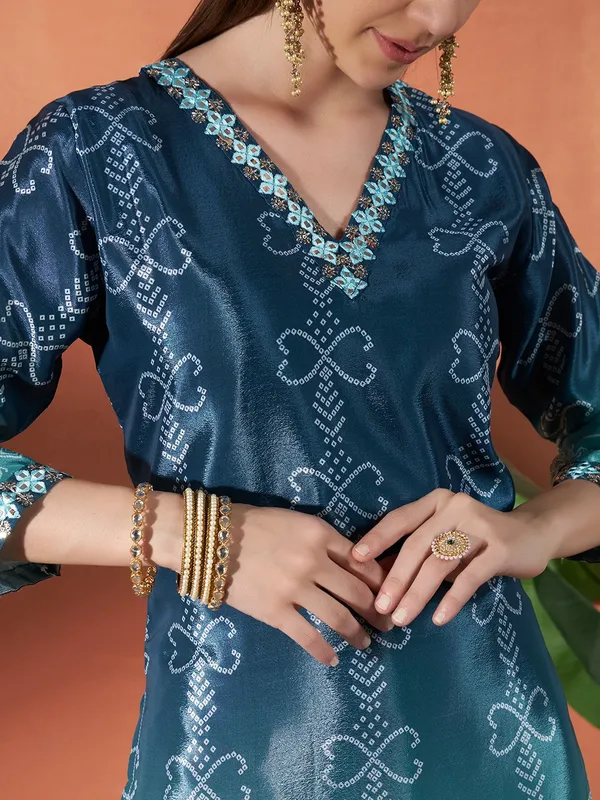 Teal_Printed_Straight_Kurta_Set_For_Women