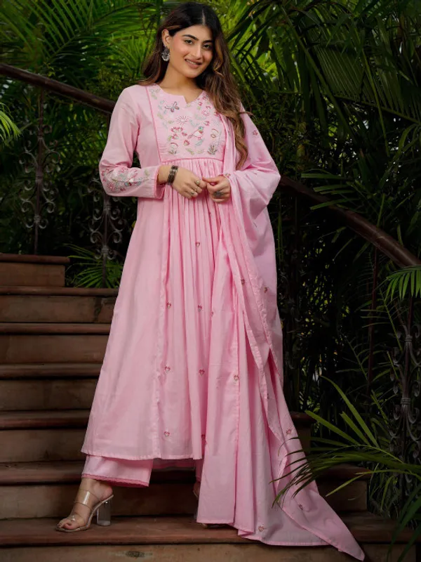 Pink_Embroidered_Anarkali_Suit_Set_for_Women