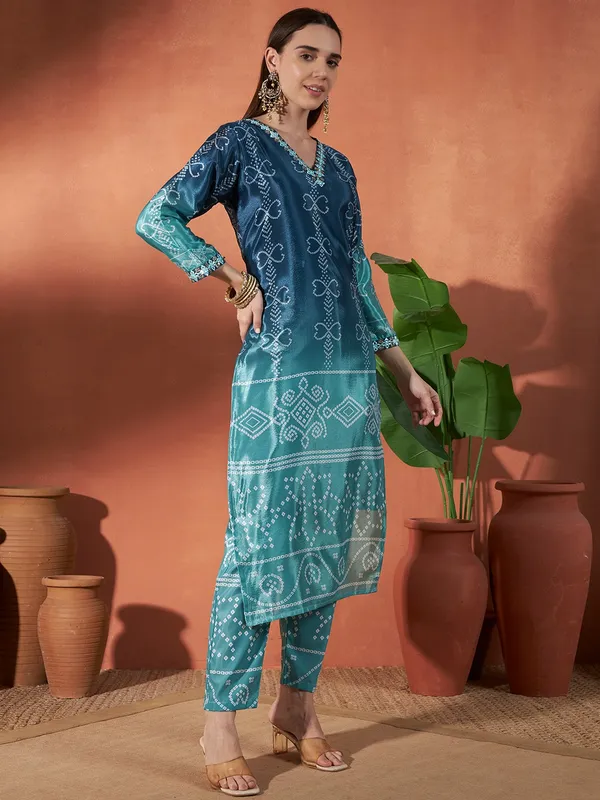 Teal_Printed_Straight_Kurta_Set_For_Women