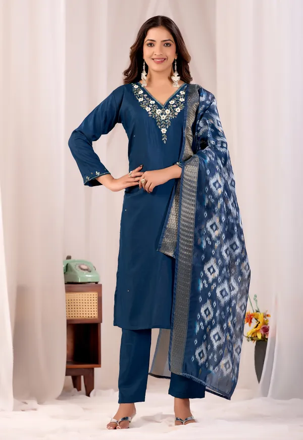 Blue_Cotton_Straight_Salwar_Suit_Set_For_Women