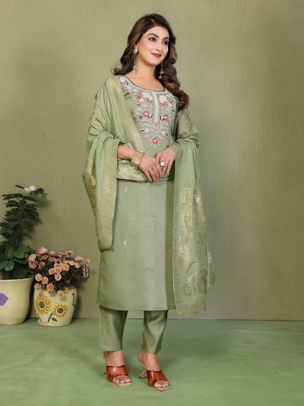 Sage_Green_Embroidered_Straight_Suit_Set_For_Women