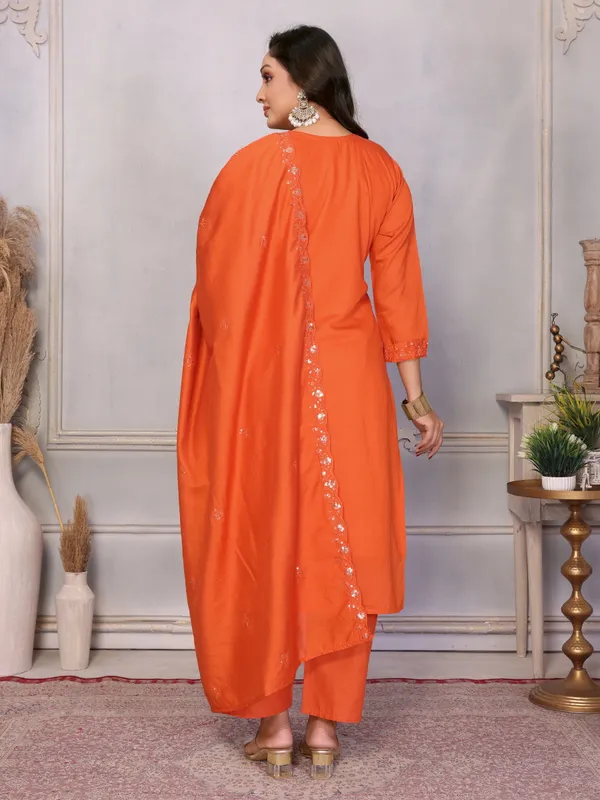 Orange_Embroidered_Straight_Kurta_Set_For_Women