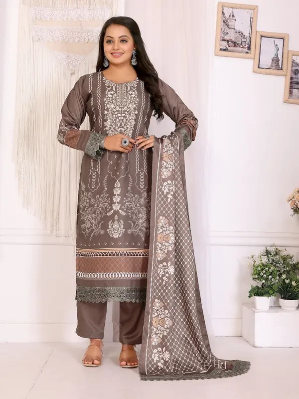 Brown_Printed_Straight_Salwar_Suit_Set_For_Women
