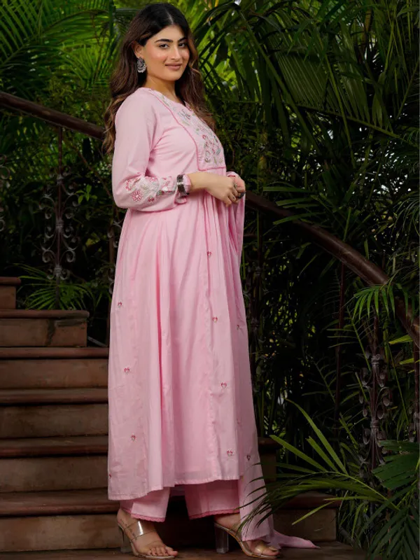 Pink_Embroidered_Anarkali_Suit_Set_for_Women
