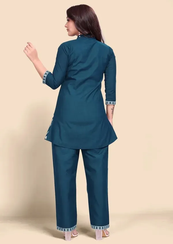 Teal_Parampara_Straight_Kurta_Set_For_Women
