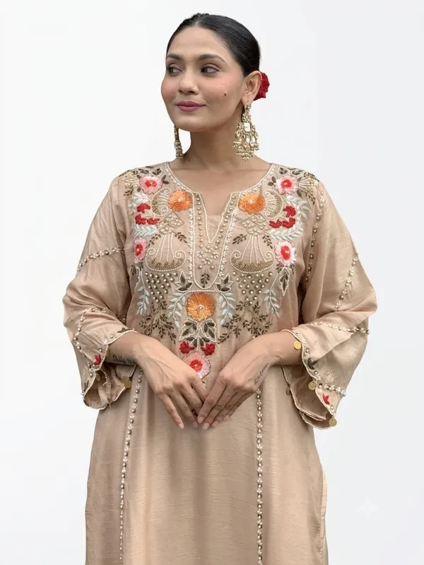 Beige_Embroidered_Straight_Kurta_Set_With_Dupatta_For_Women