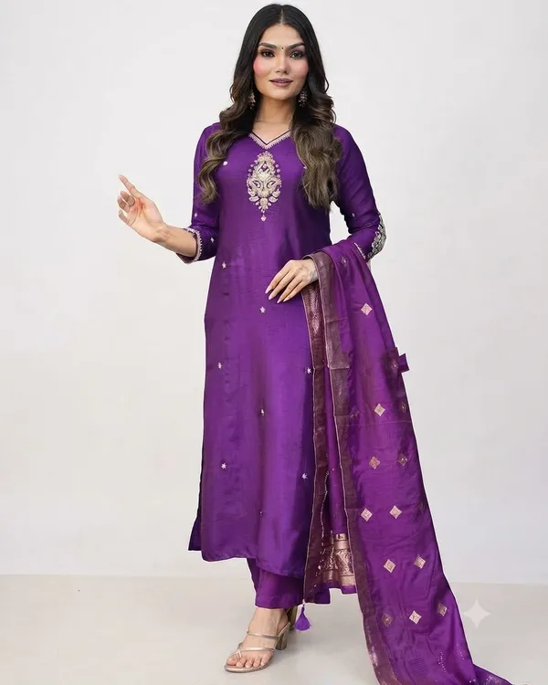 Purple_Embroidered_Kurta_Set_With_Dupatta_For_Women