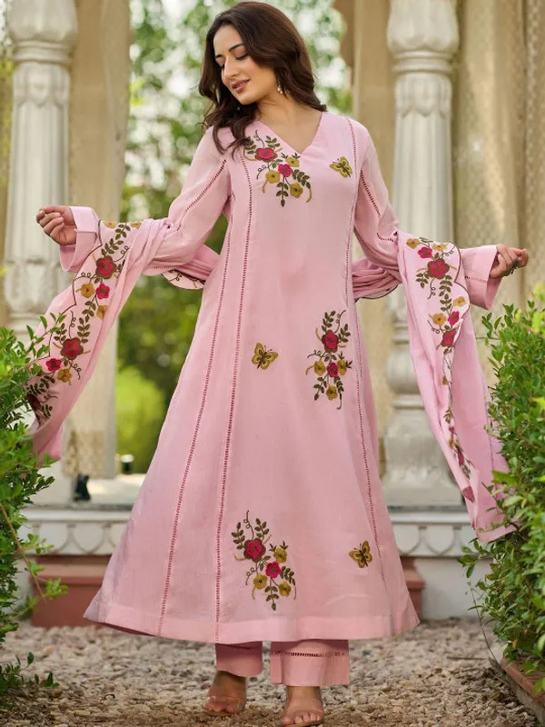 Pink_Floral_Anarkali_Kurta_Set_For_Women