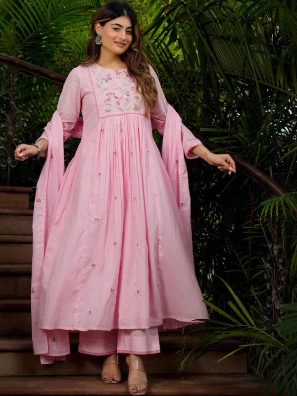 Pink_Embroidered_Anarkali_Suit_Set_for_Women