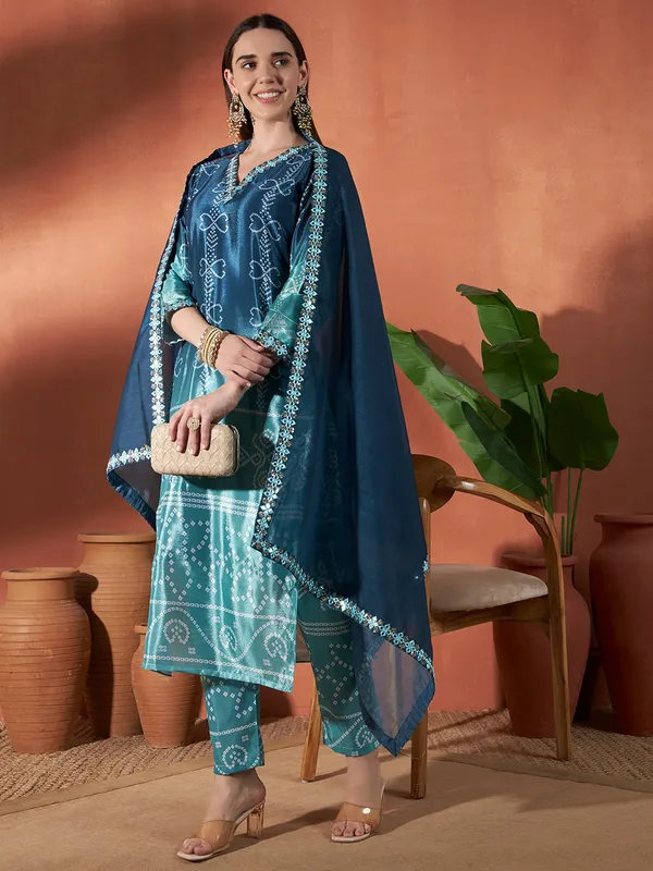Teal_Printed_Straight_Kurta_Set_For_Women