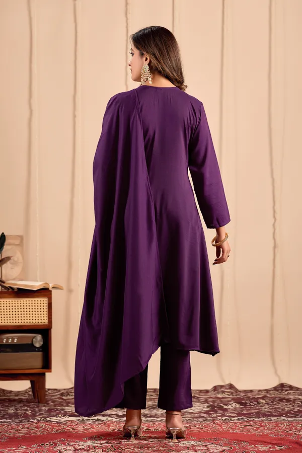 Purple_Embroidered_Flared_Kurta_Set_For_Women
