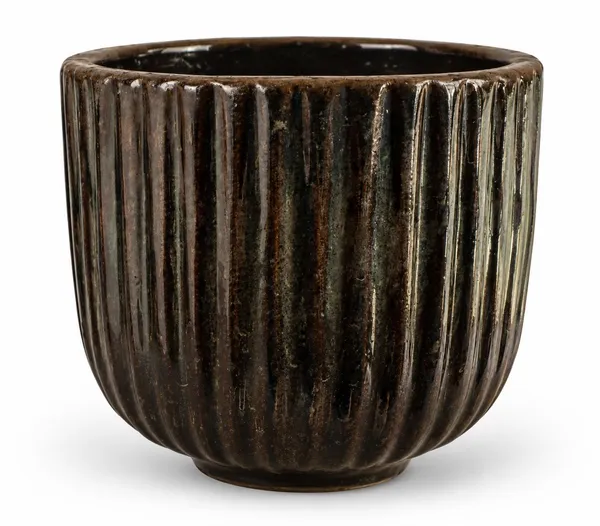 Ceramic_Home_Decor_Ribbed_Brown_Planter