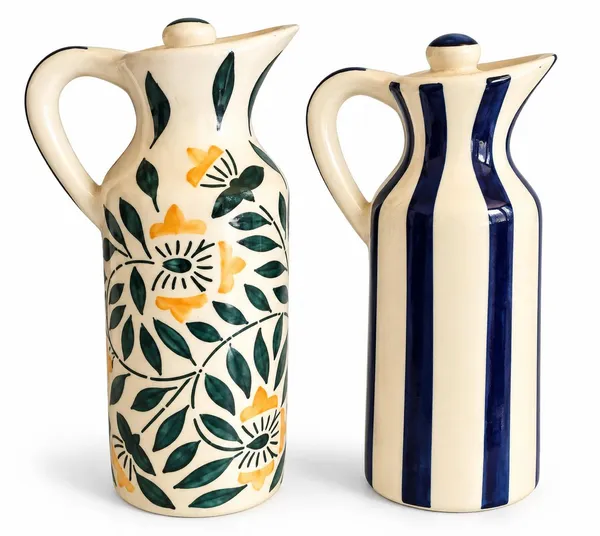 Ceramic_Hand_Painted_Floral_Striped_Oil_Jug