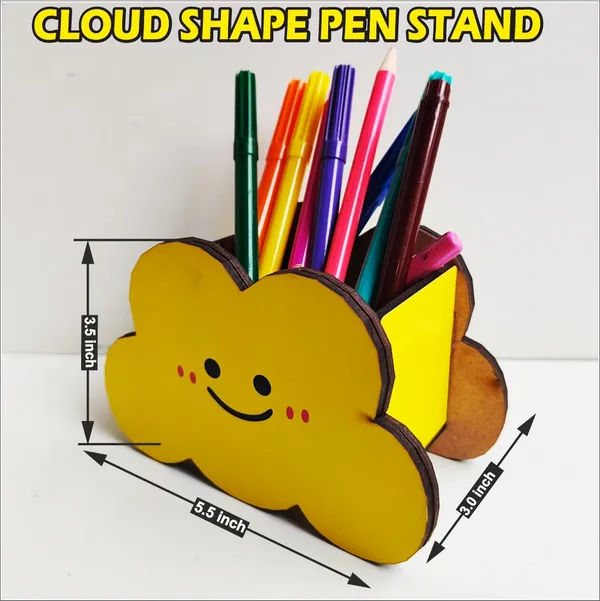 Wood_Yellow_Cloud_Shape_Kids_Desk_Pen_Stand_Organizer
