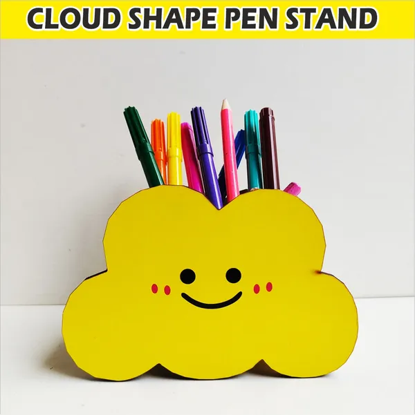 Wood_Yellow_Cloud_Shape_Kids_Desk_Pen_Stand_Organizer