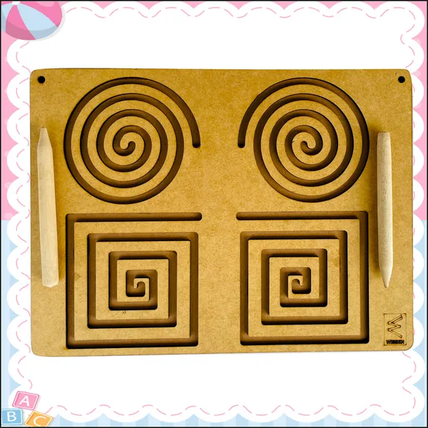 Double_Side_Pattern_Tracing_Board_with_with_two_wooden_pencils