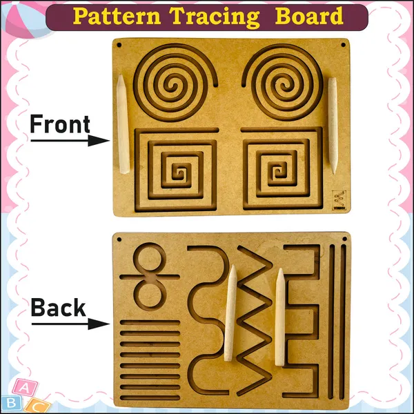 Double_Side_Pattern_Tracing_Board_with_with_two_wooden_pencils