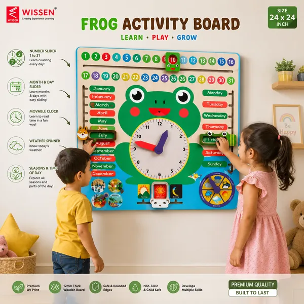 Frog_Activity_Wall_Toy_big_size_24*24_INCH_|_Interactive_Educational_Wall_Panel_|_Wooden_Wall_Mounted_Learning_Board_for_Kids