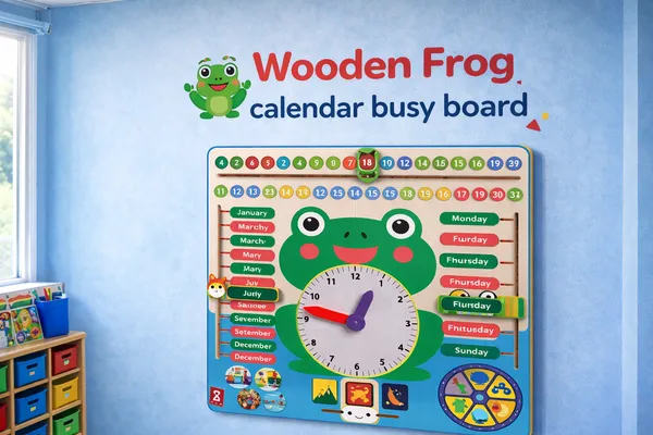 Frog_Activity_Wall_Toy_big_size_24*24_INCH_|_Interactive_Educational_Wall_Panel_|_Wooden_Wall_Mounted_Learning_Board_for_Kids