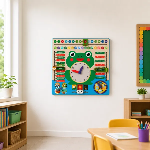 Frog_Activity_Wall_Toy_big_size_24*24_INCH_|_Interactive_Educational_Wall_Panel_|_Wooden_Wall_Mounted_Learning_Board_for_Kids