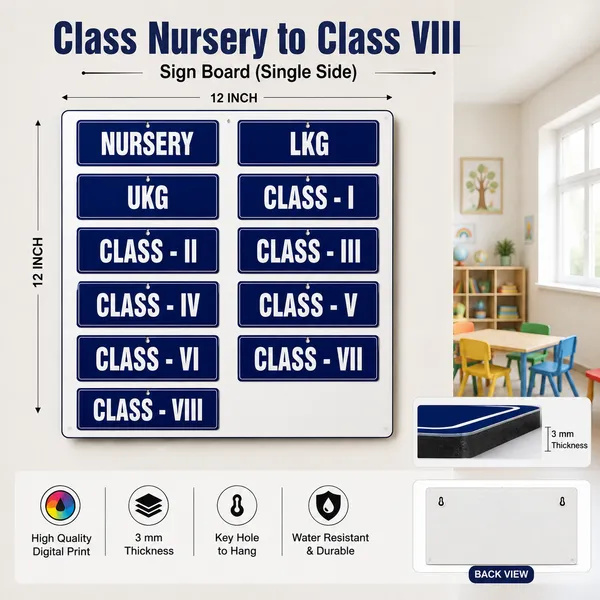 Nursery_–_Class_VIII_Sign_Board_(Single_Side)_-_MDF_-_12*4_inch_each-_Set_of_11_Signage